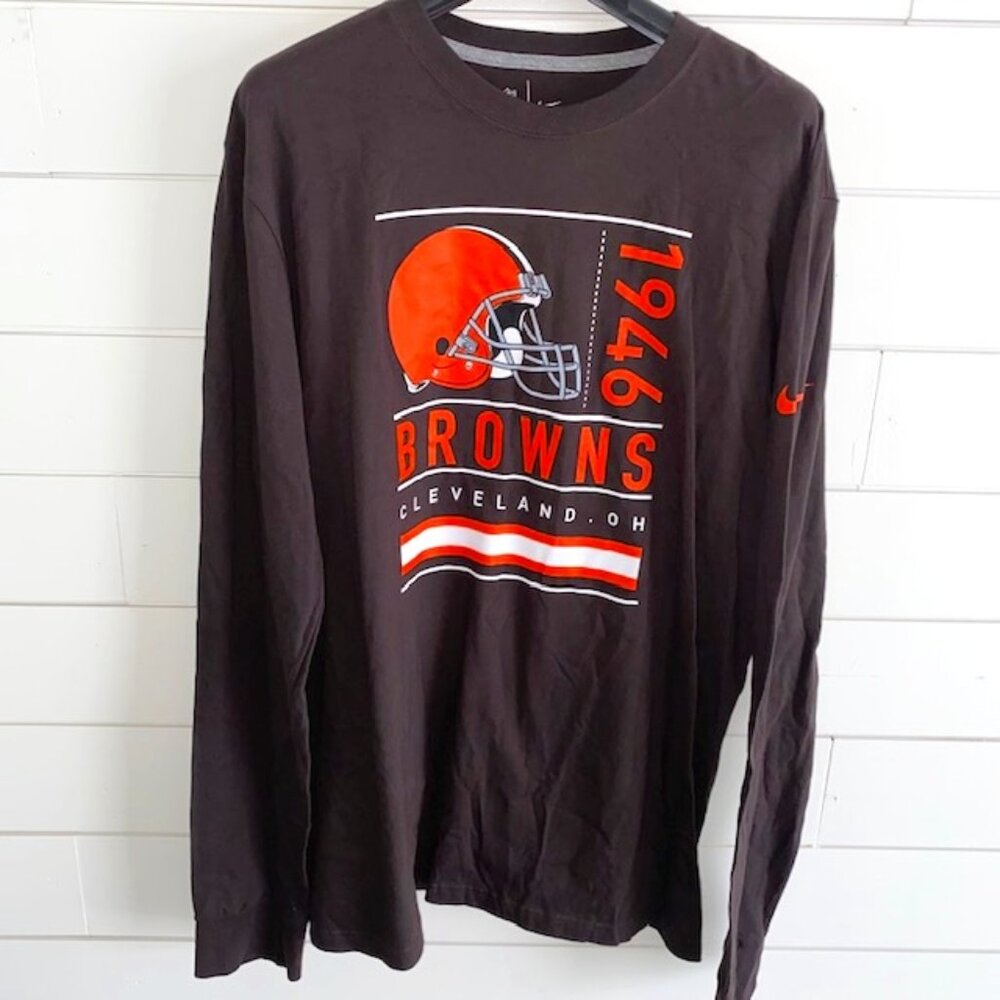 Z Nike Cleveland Browns Long Sleeve Tee – NFL Football Fan (Brown & Orange) XL